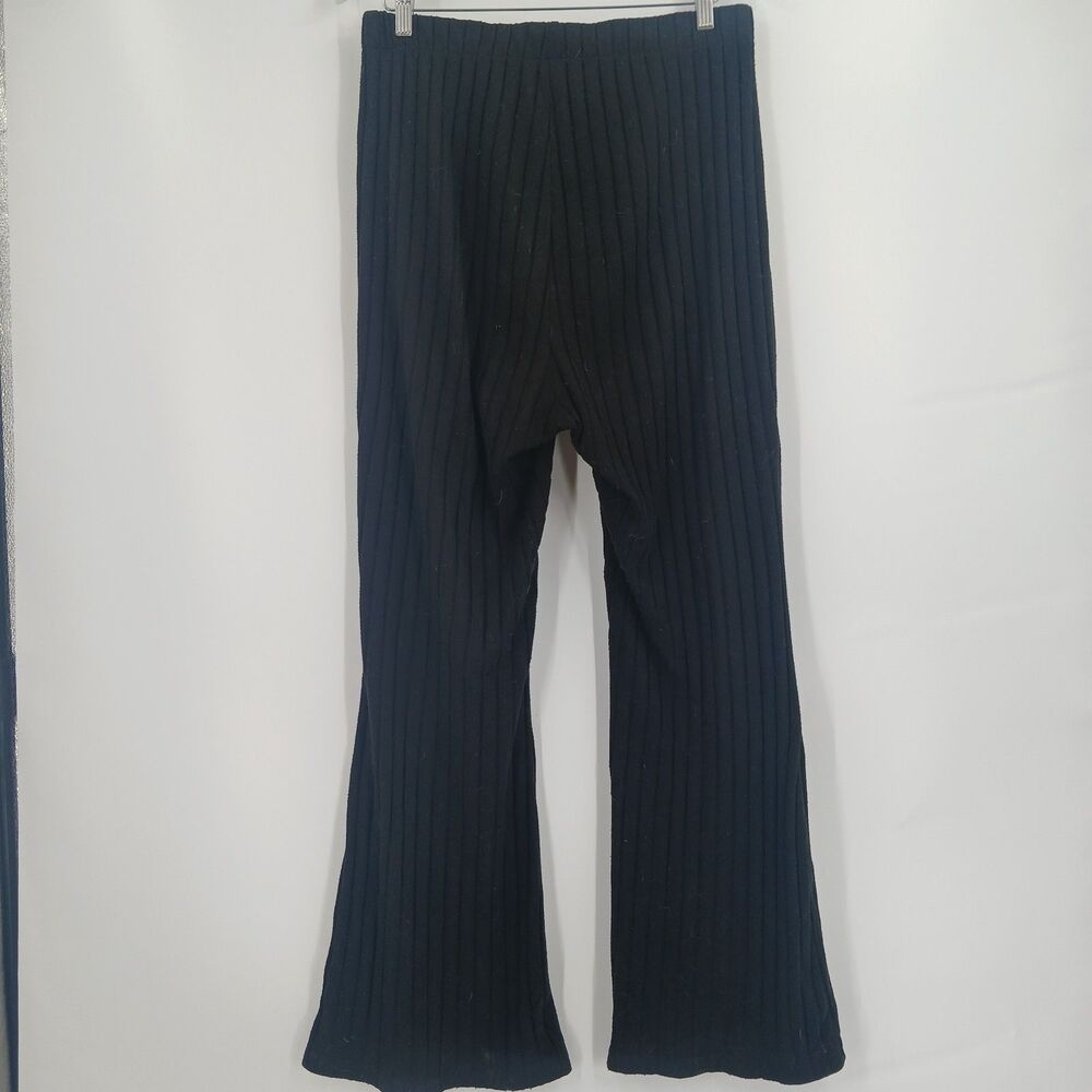 Shein Curve Womens plus Size 2XL Black Ribbed Knit Wide Leg Flare Pants